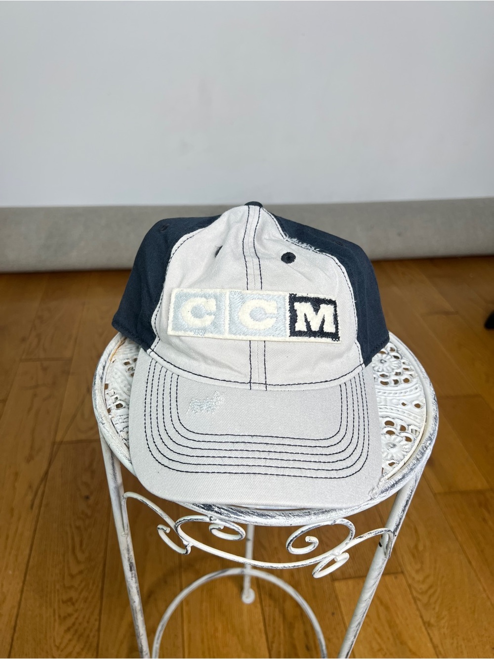 CCM Two-Panel Cap in Light Gray and Navy